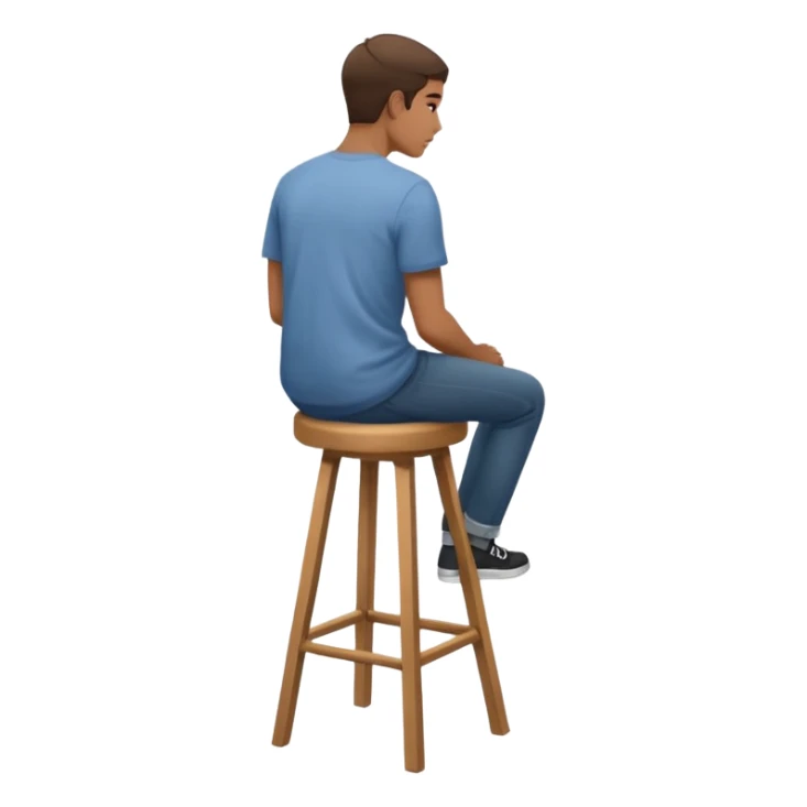 a person sitting on stool full back head turn

 sticker