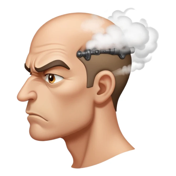 angry man with steam coming from nose in profile view sticker