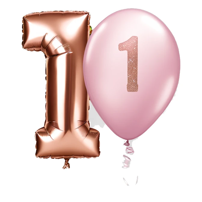 first birthday rose gold number ONE balloon  sticker