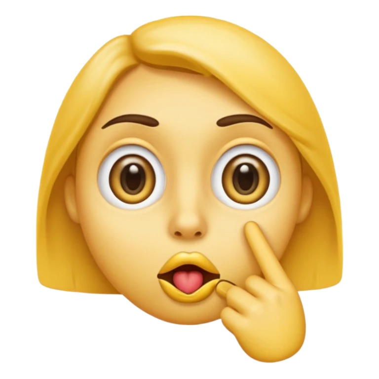yellow emoji face with big eyes finger on lips in a shh gesture no accessories classic emoji look sticker