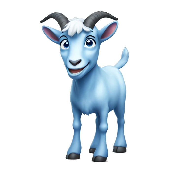 Blue goat whole body pretty smiling excited blue eyes  sticker