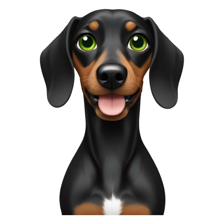 Lebanese with green eyes holding a black dachshund sticker