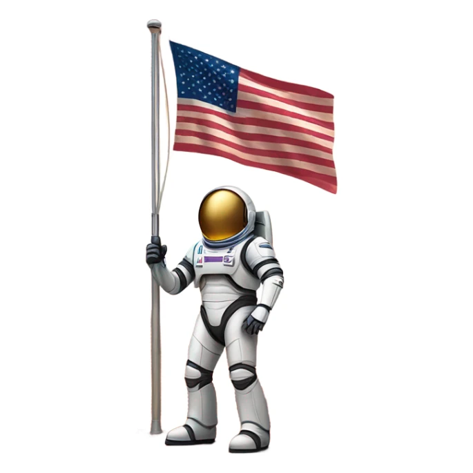 Elon musk on mars with American flag sticker