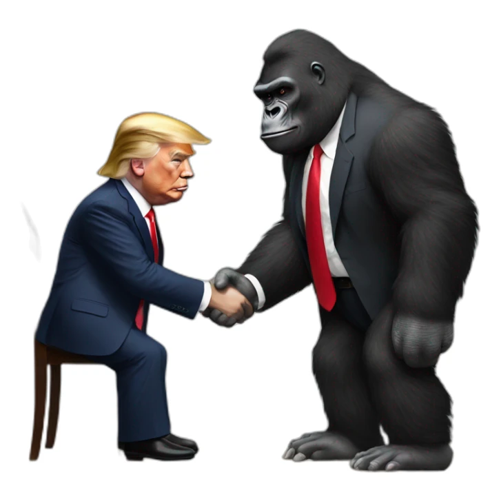 Gorilla handshakes Donald Trump sticker