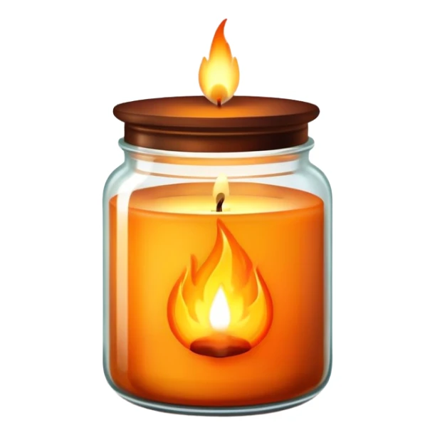 aesthetic scented candle with flame in a decorative glass jar sticker