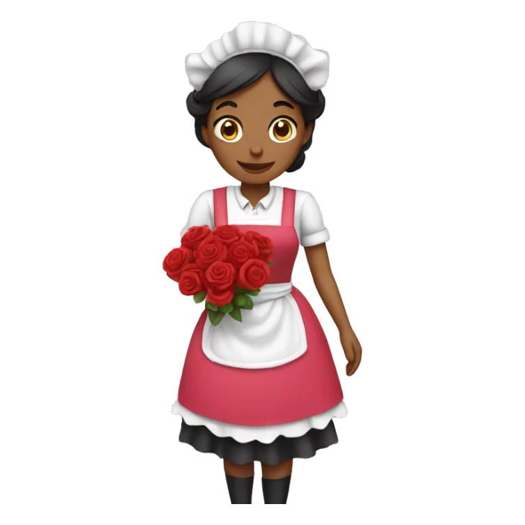 maid woman with her apron full of roses sticker