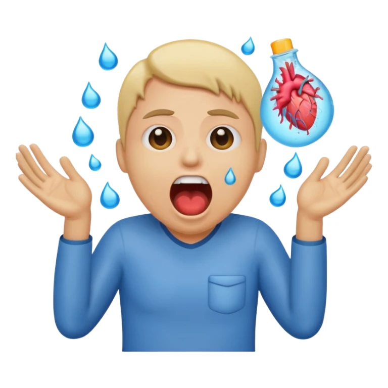 GEEEEKED Black Enzyme Emoji screaming WATERRR while holding an endocrine system emoji sticker