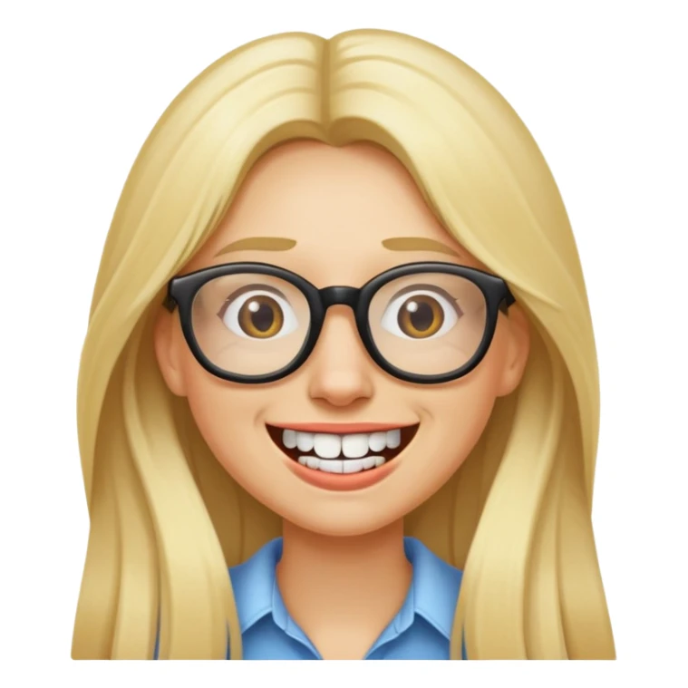 Goofy teeth glasses blond long hair woman sticker