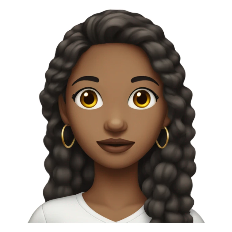 Dark brown haired girl with long lashes and hoop earrings sticker