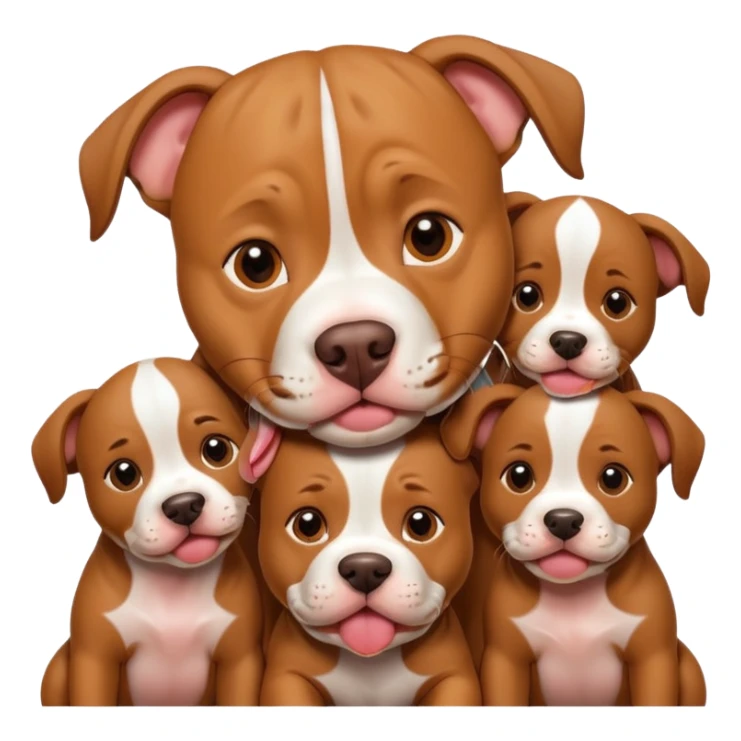pitbull dog with its puppies sticker