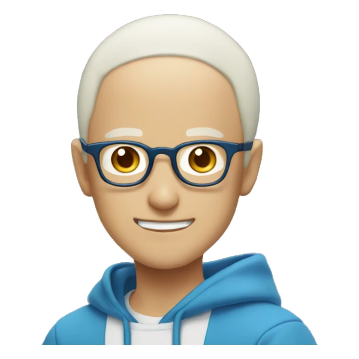 saitama smiling wearing glasses and blue hoodie sticker