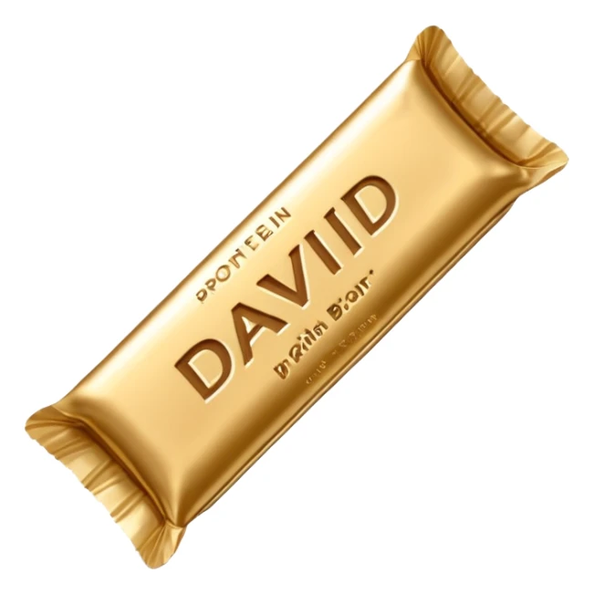 protein bar gold wrapper that says David on it  sticker