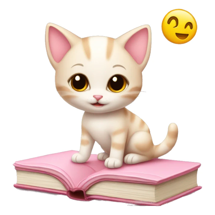 Kitten on top of a closed light pink book sticker