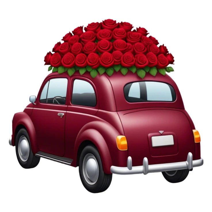 Burgundy car in the trunk many roses sticker