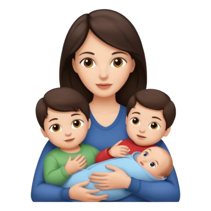 Beautiful Brunette Mother holding a baby and two young sons sticker