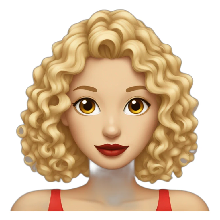 Pretty-curly-blonde-woman-red-lips-with-bengal-cat sticker