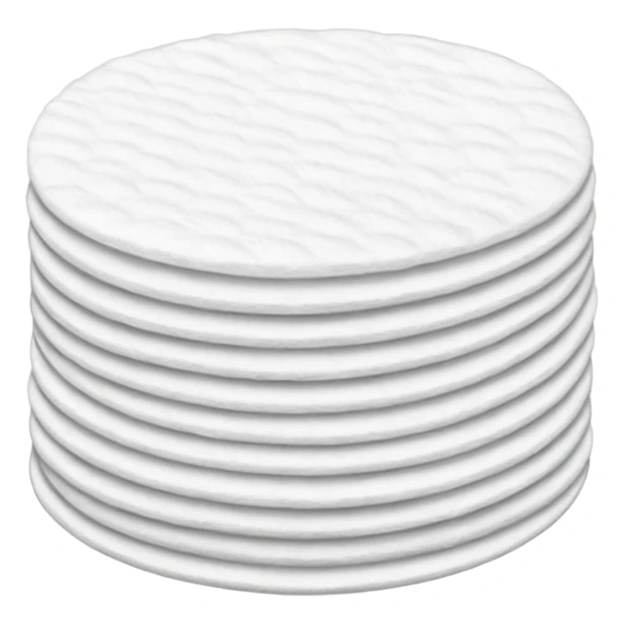A long pile of 100 round flat thin cotton pads sticker
