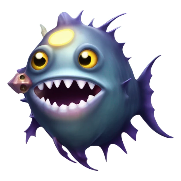 Anglerfish with glowing lure, sharp teeth, and big eyes. sticker