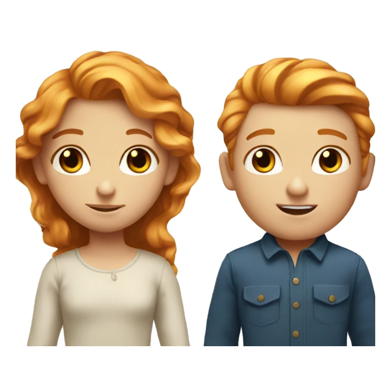 Ginger boy with brown eyes and a blonde girl with blue eyes sticker