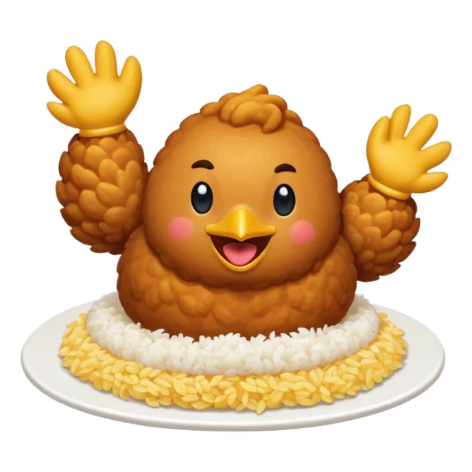 chicken dancing on top of rice (a chicken rice emoji) sticker