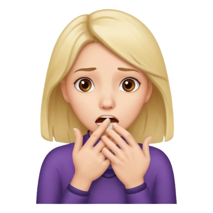 scared woman with her hand on mouth sticker