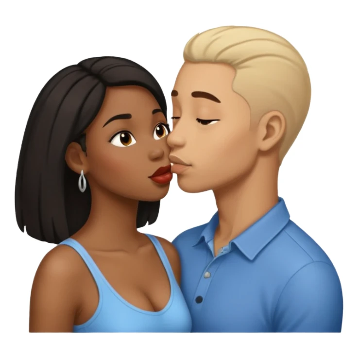 A black woman with a light skin man kissing  sticker