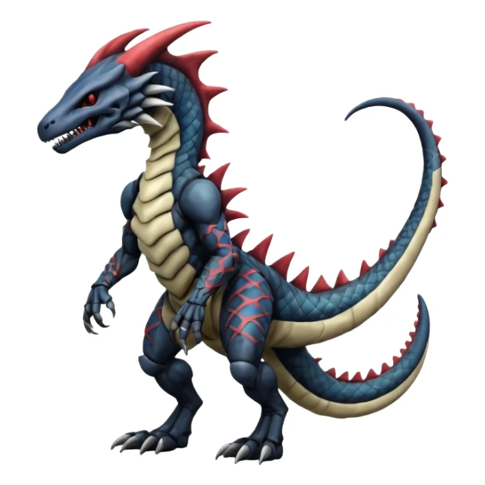Marowak-Sergal-Salandit-Xenomorph-hybrid-fantasy-creature (full body) with colored scale pattern markings sticker