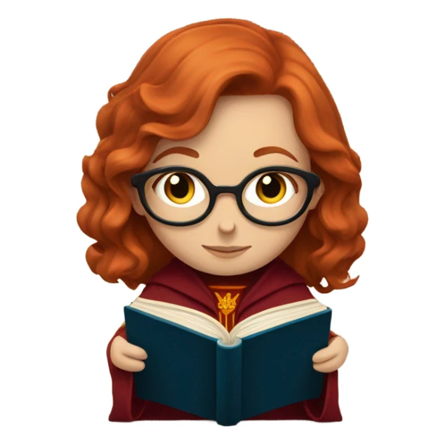 Redhead with deep blue eyes gryffindor reading a book sticker