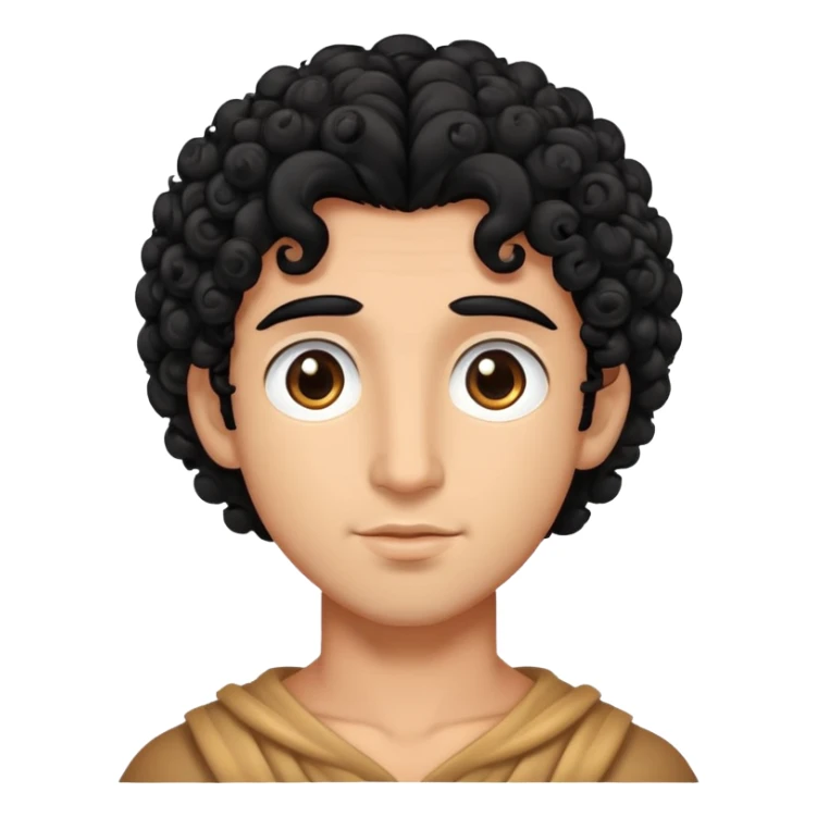 gods of love curly hair blacck big eyes sticker