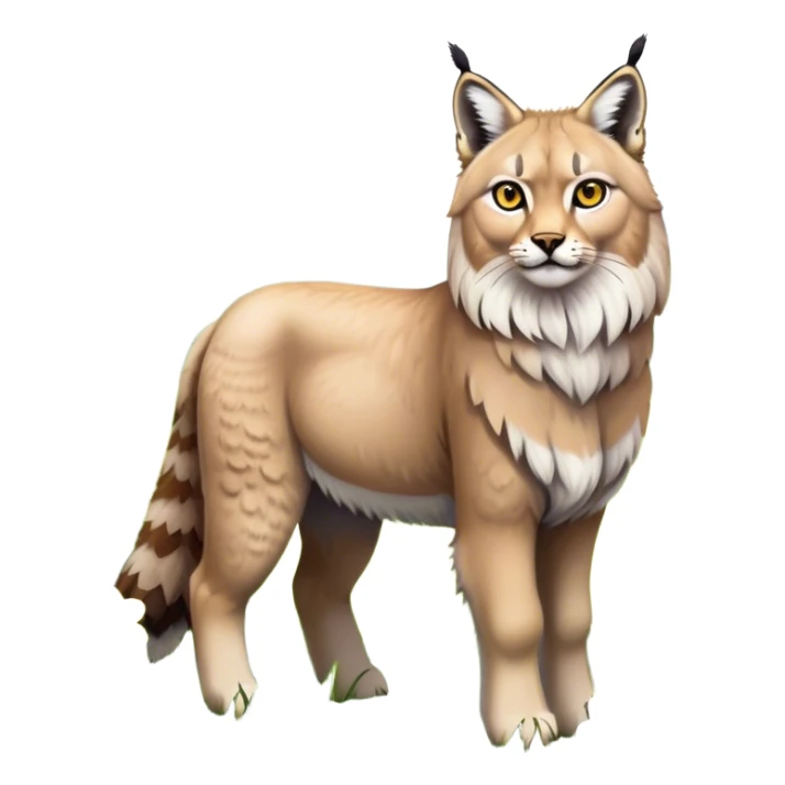 Collage of exotic animals: a lynx with striking eyes, and a fluffy alpaca standing in a lush meadow. The lynx gazes intently while the alpaca looks calm and curious. Surrounded by vibrant plants and flowers. Transparent background for a lively, colorful scene. sticker