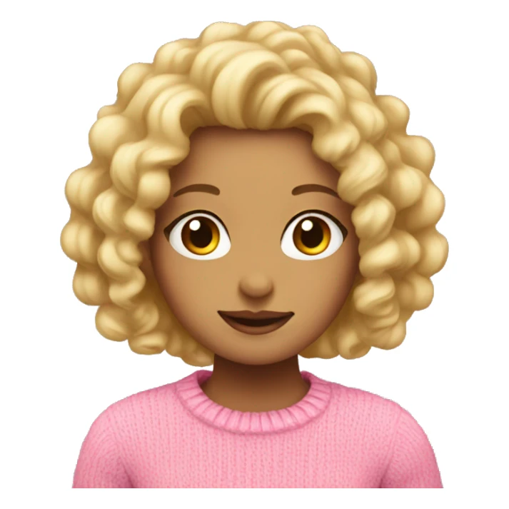 girl with blonde curly hair and a pink jumper sticker