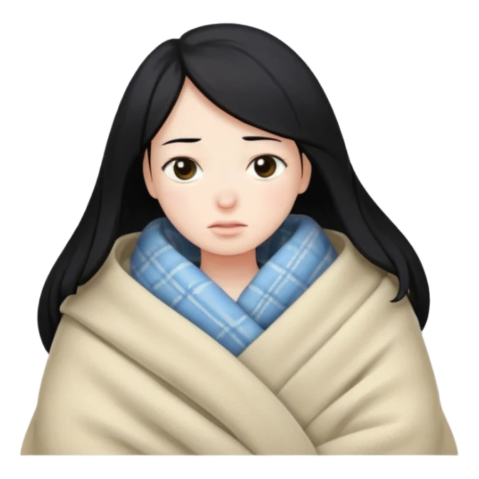 sleeping person With hair black He feels cold sticker