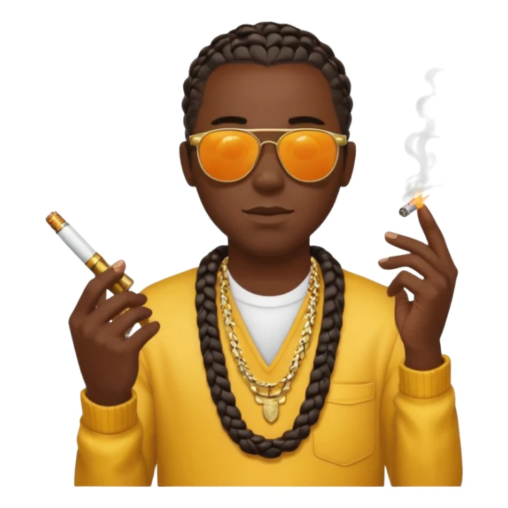 Smoking black guy with a glock in his on his other hand with some sunglasses with a cigarette in his mouth and for his hair he will have some cornrows sticker