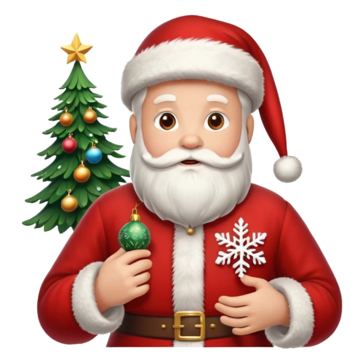 Santa Claus and a Christmas Tree with Snowflakes sticker