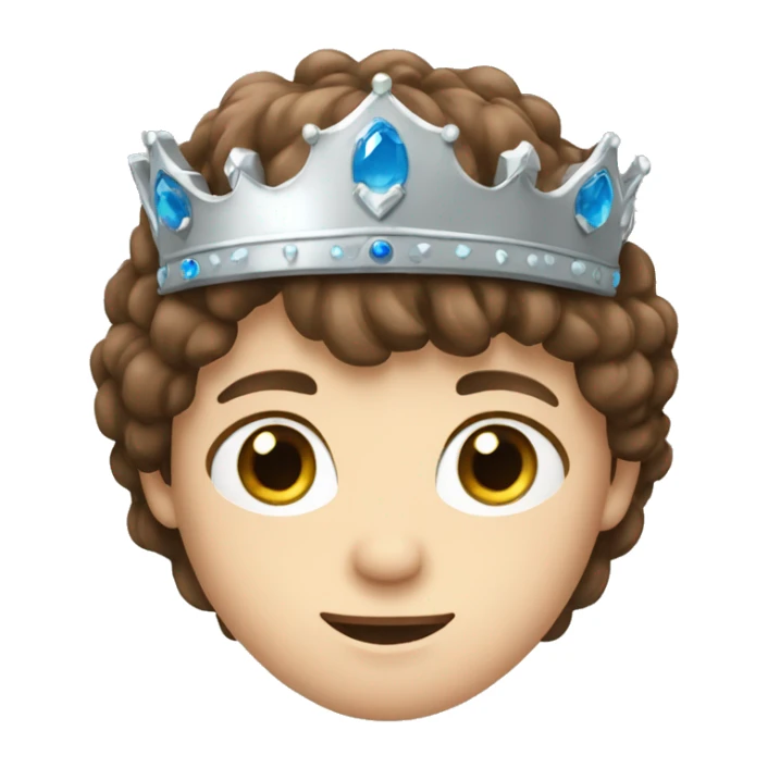 Brown hair boy with blue eyes and silver crown sticker