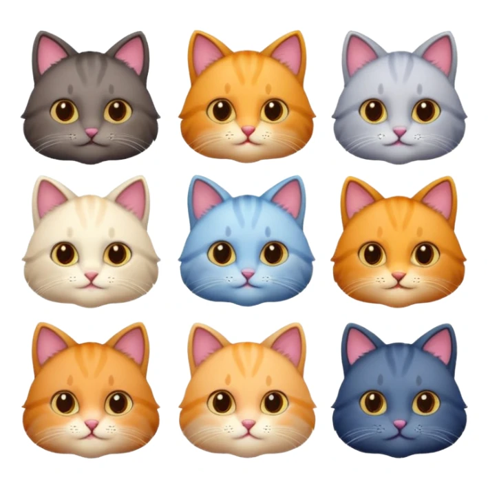 6 realistic looking cats with different pretty natural coloured coats
 sticker