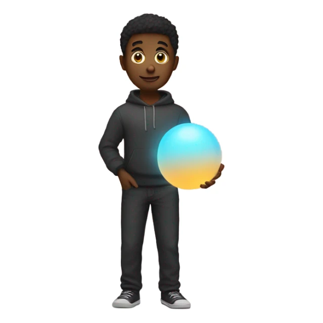 Someone holding a glowing ball in front of them looking at it sticker