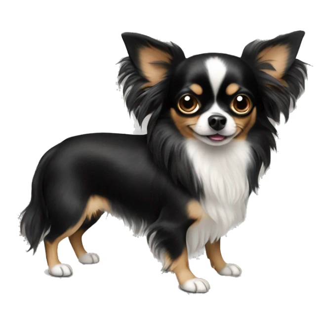 Black long haired chihuahua dog sticker