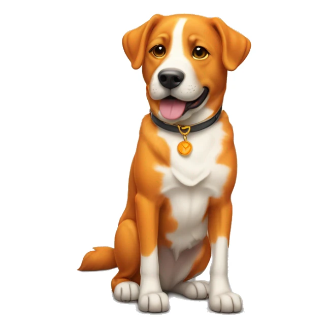 Un perro naranja con un collar en forma de sol sticker