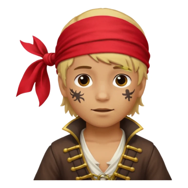 light brown Hispanic boy with blond hair that is dressed as a pirate sticker