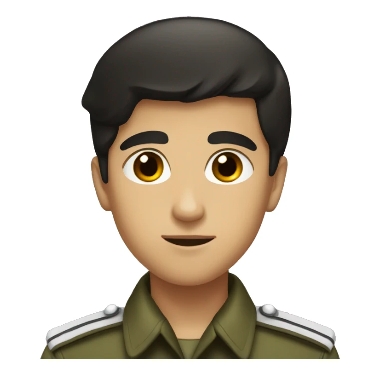 Boy with dark hair and brown eyes in military uniform  sticker
