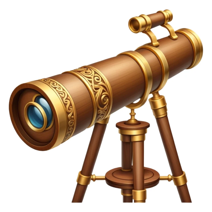 Magical wooden telescope with carvings sticker