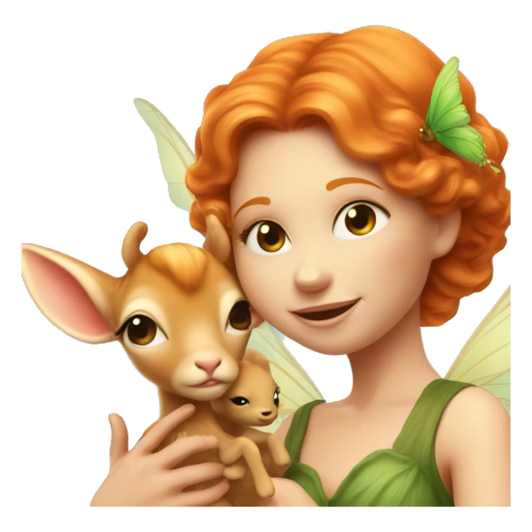 Beautiful ginger fairy with a baby fawn  sticker