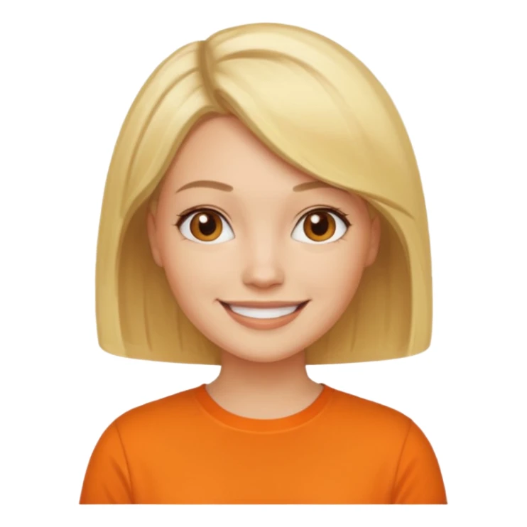 Women with blond hair bob and orange shirt sticker