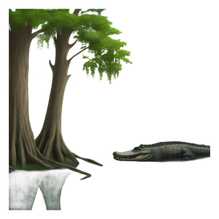 Bayou with bald cypress tree and body of water and alligators  sticker