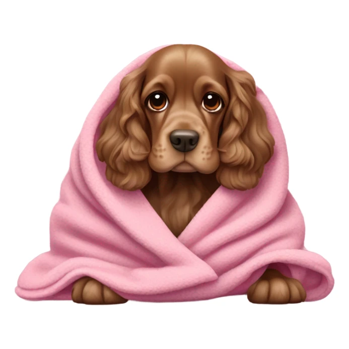 english Cocker spaniel in a pink blanket sticker