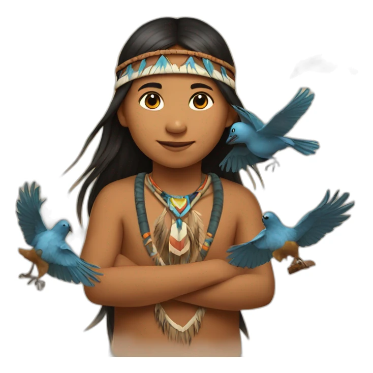 a native american child playing with birds sticker