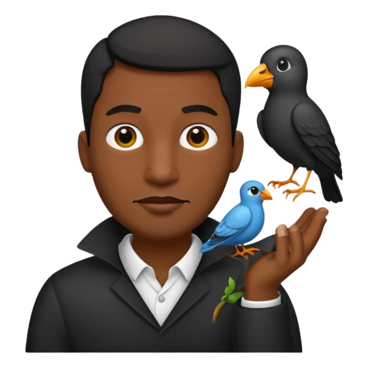 black thsirtbald man with bird sticker
