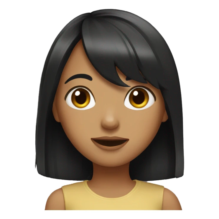 Girl with black hair and bangs, funny sticker