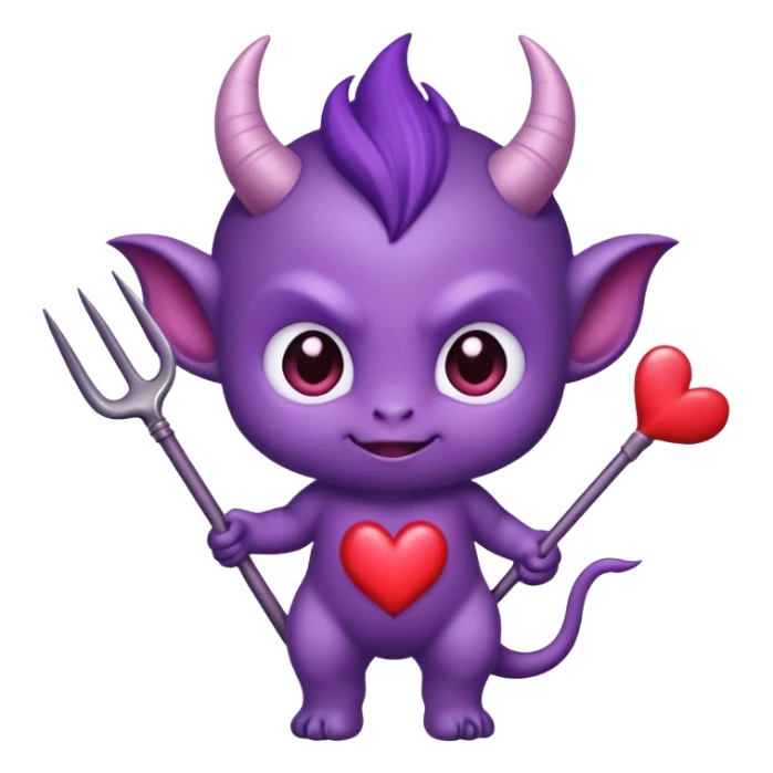 adorable baby demon with a tiny pitchfork and heart-shaped tail sticker